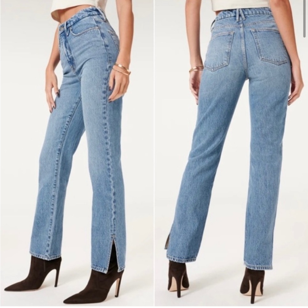 Good American Good Boy Jean in Blue941 Vintage Curvy Side Slit